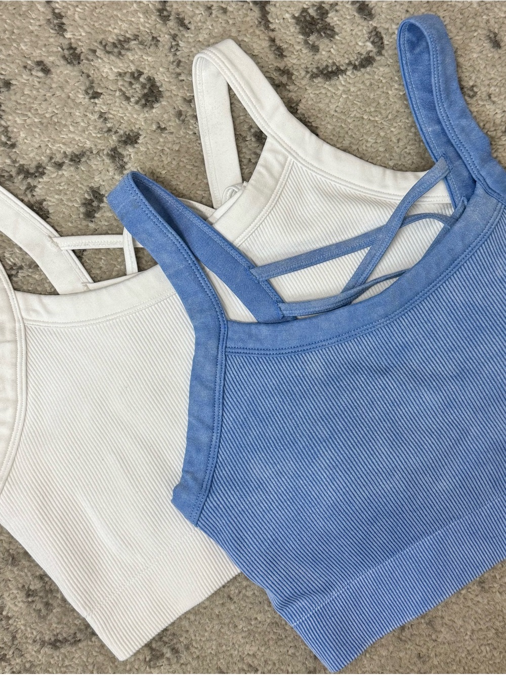 Yogalicious 2-Pack Ribbed Square-Neck Tank Crop Top/Sports Bra